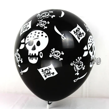 100-as a 12-es kalóz latex léggömb kalóz koponya szellem Halloween vicces fekete mező dekoráció, léggömbök