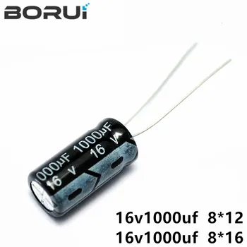 10DB 1000 uF 16V 8*16 8*12mm-es DIP alumínium Elektrolit kondenzátor 1000uF 16V 16V 1000uF 16 V 1000 uF