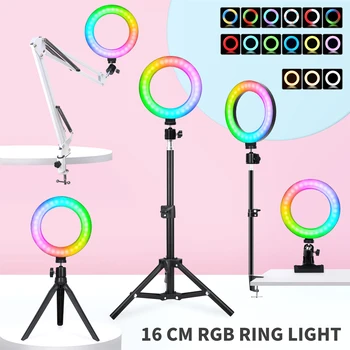 16cmSelfie Szivárvány RingLight Fotózás LED Pereme Gyűrű Lámpa Mobil Állvány Kerek Ringlight Állvány Telefon Okostelefon Élő
