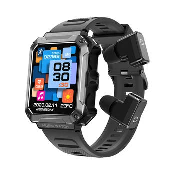 2023 Új Smart Óra Bluetooth Headset Fülhallgató TWS Két Egy HIFI 9D Sztereó Vezeték nélküli Sport 4GB memória Zene Smartwatch