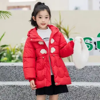 2023 Új Téli Tinédzser Hosszú Stílusú Lány Kabát Tartja Meleg Kapucnis Széldzseki Kabát Lány Gyermek Felsőruházat