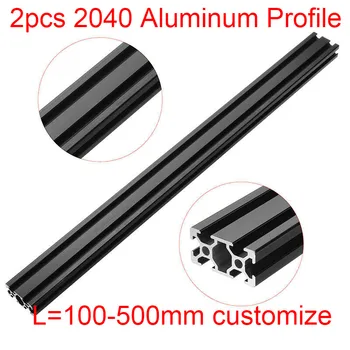 2db 2040 Alumínium Profil Extrudálás Európai Szabvány Eloxált Vasúti Lineáris Alumínium Profil Keret CNC-3D-s Nyomtató Alkatrészek Fekete