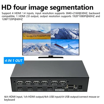 4x1 Videó Fali Vezérlő 4K HD 1080P Multi Screen Varrás Processzor TV-Splicing Doboz Splicer KVM, HDMI-kompatibilis