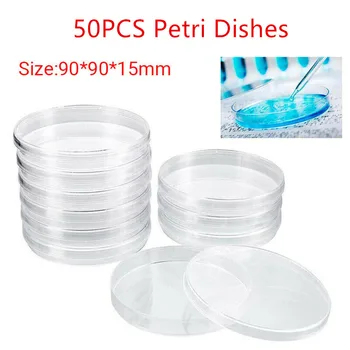 50Pcs Műanyag Steril Petri-csészékben a Baktériumok Kultúra Tál Fedő 90x15mm Laboratóriumi Biológiai Tudományos tanszerek