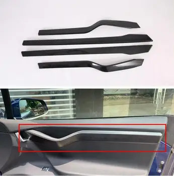 A Tartozékok Tesla Model X 2019 Autó ajtókárpit Belső Ajtó Karfa Igazi Szénszálas A Patch YJF