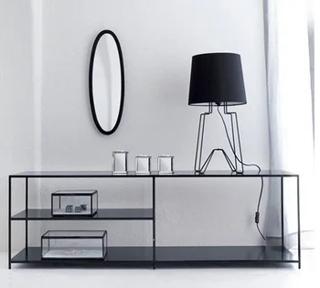 Egyszerű, de sokoldalú tároló állvány, vas művészeti fekete-fehér szalag nappali, tároló partíció rack, modern
