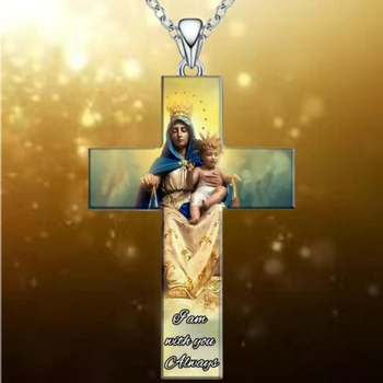 Európai, illetve Amerikai Vallási Szűz Mária a Gyermek Jézus Kereszt Nyaklánc Luxus Bankett Kiegészítők, Ünnep, Ajándék, Barátok