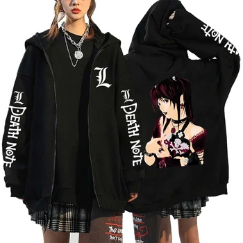 Forró Anime Death Note Zip Kapucnis Férfi Nő Vicces Grafikus Kabátok Melegítőfelső Harajuku Y2k Zip Kabátok Hip-Hop Kapucnis Ruha