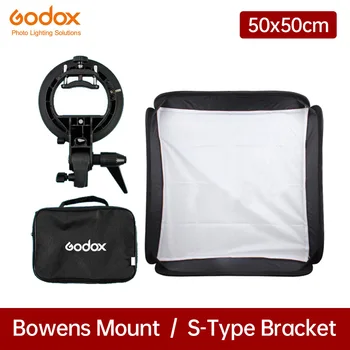 Godox Ajustable Flash Softbox 50*50cm 50x50 + S típus Konzol Mount Kit Flash Speedlite Stúdió Felvétel a Canon, Nikon, Sony