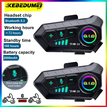 Kebidumei 1/2db YP10 Bluetooth 5.3 Motoros intercom 300M 2000Mah Sisak Moto intercomunicador fülhallgató hangvezérlés Fülhallgató