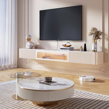 Krém stílus felfüggesztett TV szekrény, dohányzóasztal kombináció, most high-end falra szerelt felfüggesztett TV szekrény