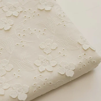 Magas minőségű, tiszta pamut fabric3D virágos hímzett szövet, Ing, szoknya, ruházati szövetek DIY terítő kézzel készített anyag