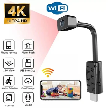 Mini Kamera HD-4K Wifi Micro Kamera, Hordozható, Vezeték nélküli Modul Videó Felvétel Támogatja a Távoli Nézet Infravörös éjjellátó Kamera