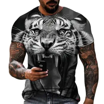Márka Póló Kerek Nyakú póló 3D Nyomtatás Állat a Tigris Vérengző Divat Trend Nyáron Új Stílus Rövid Ujjú Ing, Gyorsan száradó