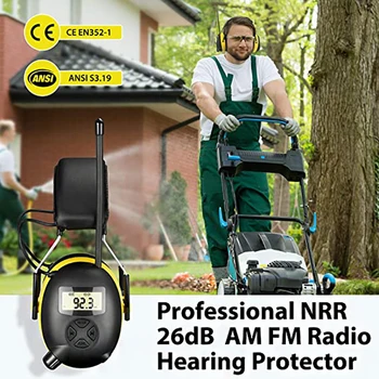 NRR 30dB MP3-AM FM Rádió hallásvédő készült fülmelegítő Elektronikus Fül Protector zajcsökkentés Biztonsági Fülvédő Dolgozik