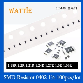 SMD Ellenállás 0402 1% 1.18 R 1.2 R 1.21 R 1.24 R 1.27 R 1.3 R 1.33 R 100/sok chip ellenállások 1/16W 1.0 mm*0,5 mm