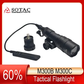 SOTAC Taktikai M300B M300C Zseblámpa LED Fegyver Vadászat Cserkész Fény Illik 20mm Picatinny Vasúti Ellenőrző Nyomás Kapcsoló