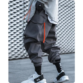 Unisex tavaszi Férfi ruhák Harajuku Laza Technológia túlméretes Trendi HipHop Rakomány futó nadrág Multi-pocket Húzózsinórral Overall