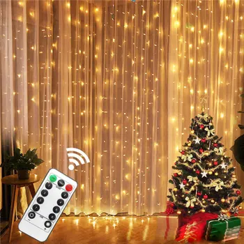 USD LED Függöny Fény 3x3m led string Fény Karácsonyi String Fények Karácsonyi Ünnepi Dekoráció Esküvői Dekoráció