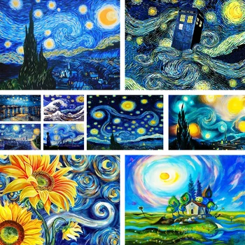 Van Gogh Csillagos Este Fess A Számok Kézműves Készletek Felnőttek Számára, Hálószoba Dekoráció, Személyre Szabott Ajándék Ötletek Dropshipping 2023
