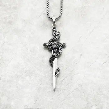 WANGAIYAO új retro stílusú eltúlzott személyiség Gótikus kard medál nyaklánc női Zodiákus kígyó kanyargós kulcscsont lánc