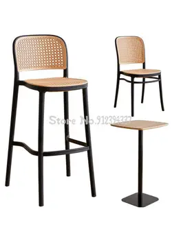 Északi rattan -, mint a PP műanyag szék háttámla felnőttek számára, modern, minimalista otthon szabadtéri kényelmes, bár asztal, szék