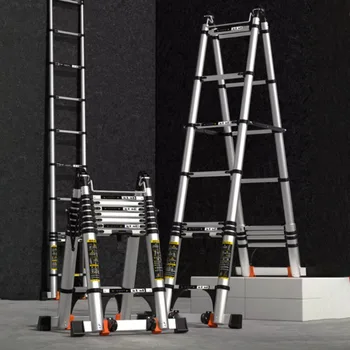 Összecsukható Alumínium Létrák Háztartási Multi-funkcionális Teleszkópos Mérnöki Létra Hordozható Megvastagodott Biztonsági Halszálkás Lépcsőn