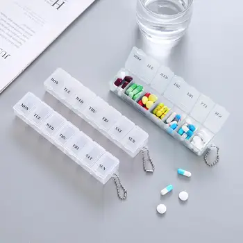 ÚJ Műanyag Doboz Pirulát Hordozható Gyönyörű Három színű Műanyag 7 Nap Kis Tabletta Gyógyszer Tároló Doboz Gyógyszer Szétválasztás Tabletta Esetében