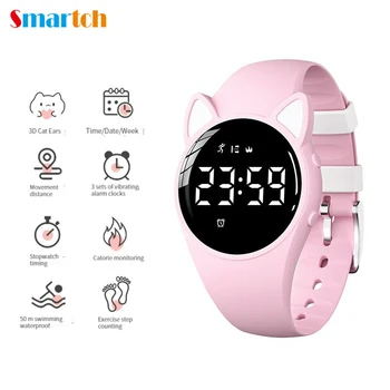 Új Smartwatch Nők, Gyerekek Vízálló USB Töltés Sport Fitness Karkötő Zenekar Világító LED Smart Watch Lány Lépés Ébresztőóra