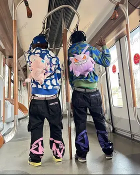 Új Utca trend retro szerszámok farmer divat high street Y2K nadrág Harajuku hip-hop nyomtatott laza overall nadrág a férfiak inek