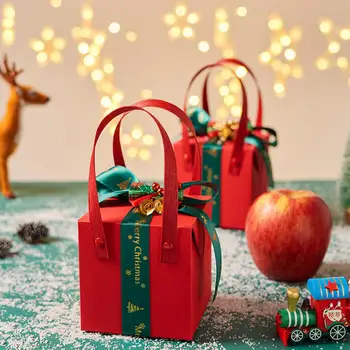 Ünnep, Ajándék, Konténer Ünnepi Karácsonyi Ajándék Doboz Elegáns Kezelni Bowknot Szalag Bell Dekoráció Köbméter az Ünnepekre a Karácsony