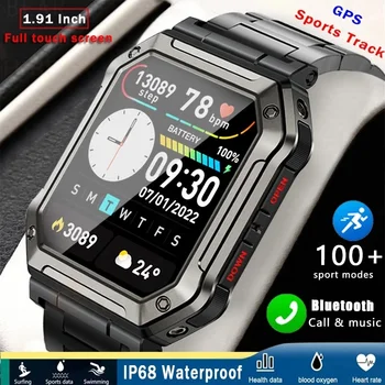 1.91 Hüvelykes HD Színes kijelző, Bluetooth Hívás Intelligens Karóra Férfi 100+ Kültéri Sport Mód IP68 Vízálló Fitness tracker smartwatch Ember