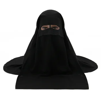2 az 1-ben Chiffon Niqab, az Orr Fedezze Hidzsáb Sál Iszlám Ruha Dubai Szaúdi Nők Fátyla Muszlim Headcover Hijabi Burka