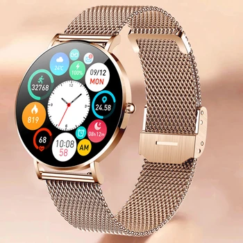2022 Ultra-Vékony Smartwatch Nők AMOLED 360*360 HD Képernyőn Mindig látható Hívás Emlékeztető Intelligens Karóra Vízálló Sport Órák