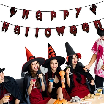 2023 Boldog Halloween Party Dekoráció, Papír, Banner Medál Szellem a Házban Félelmetes Hangulatú Dekoráció Szellem Fesztivál Csokit vagy Csalunk