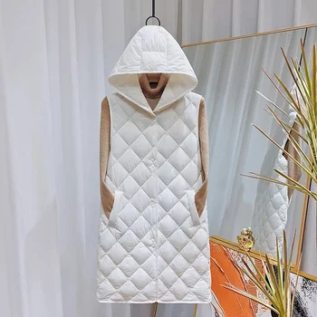 2023 Új Női Mellény Kabát Őszi Téli Le Pamut Mellény Női ruházat Laza Kapucnis Vékony Ujjatlan Női Mellény