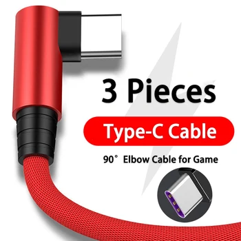 3 Db 5A Gyors Töltés C Típusú Kábel 90 Fokos Könyök Kábel a Játék, a Xiaomi Redmi Huawei Honor Telefon Töltő, USB-C Kábel