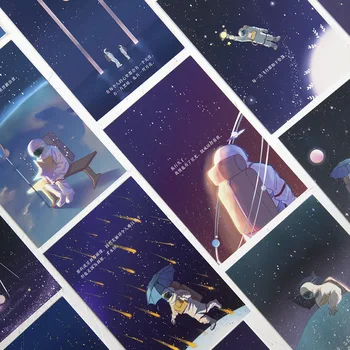 30 Lap/Set Csillagos Ég Ragyogó Képeslap Űrhajós Álom Üdvözlőlap Születésnapi Levél Ajándék Kártya