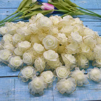 4,5 cm 20db Csillogó béren kívüli Hab Virágok DIY Kézzel készített Virág Fejét Mesterséges Hab Rose Esküvői Dekoráció Scrapbooking Kézműves
