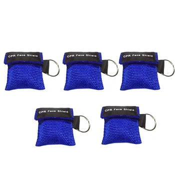 5 DB CPR, elsősegély Maszkok egyirányú Kulcstartó Szett Hordozható Segélykérő Készletek (Kék)