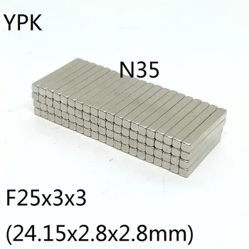 50PCS/SOK N35 NdFeB Mágnes 25*3*3 Erős Blokk Ritka Föld Állandó Neodímium Mágnesek 25x3x3