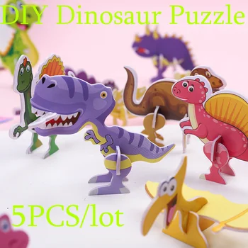 5db 3D Sztereó Dinoszaurusz Lapos Papír Puzzle Party kellék Gyerek Játékok, Születésnapi Party Giveaway Osztályteremben Rewards Pinata Töltőanyagok