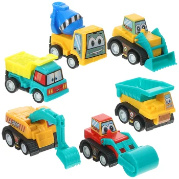 6 Db Csecsemő Építési játékautó Mini Játékok Rajzfilm Baba Nyomja Autók Műszaki Járművet, Húzza-vissza Gyerekeknek