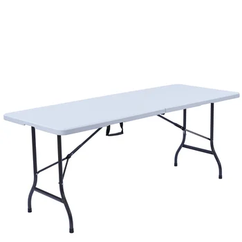 6Ft Összecsukható Asztal Keresi Hordozható Műanyag Beltéri Kültéri Asztal Pikniket Étkezési Kemping Asztal, Fehér