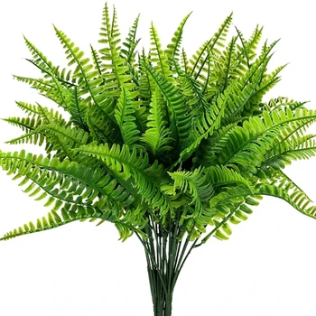7 Villák Mesterséges Növények Perzsa Levél Műanyag Páfrányok Zöld Levelek Esküvői Haza Szoba Asztal Háttere Hamis Növény, Virág Dekoráció