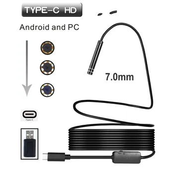 7MM 1/3/5Meters USB-C-TÍPUSÚ Ellenőrzés Endoszkóp Kamera 6LED HD S8 LG G5/G6/V20 Pixel P9/P10 Szuper 2/3/3T Android Telefon