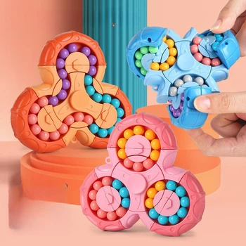 A gyermekek Forgó Mágikus Kocka Bean Ujjbeggyel Játék Spinners stresszoldó Játékok IQ Elme Agy Játék Montessori Oktatási Játékok
