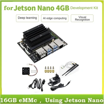 A Jetson Nano 4GB+16 gb-os EMMC Developer Kit A Core Board+hűtőborda+Ventilátor+USB Kábel+Hálózati Kártya+Power Kábel EU-Csatlakozó