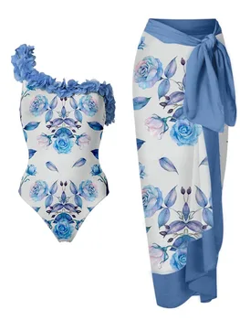 A Nők Bikini Szett Virágos Nyomtatott Fodros Bikini Egy-Váll Pántos Kötést Fürdőruha Brazil Biquini Fürdőruha, Fedezze Fel