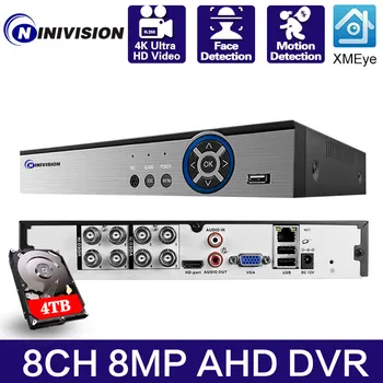 Arcfelismerés XMeye H265+ 8 MEGAPIXELES 4K 8CH 8Channel 6 1 Audio Hibrid WIFI TVi CVI NVR AHD CCTV DVR Megfigyelő Videó Recoder HD
